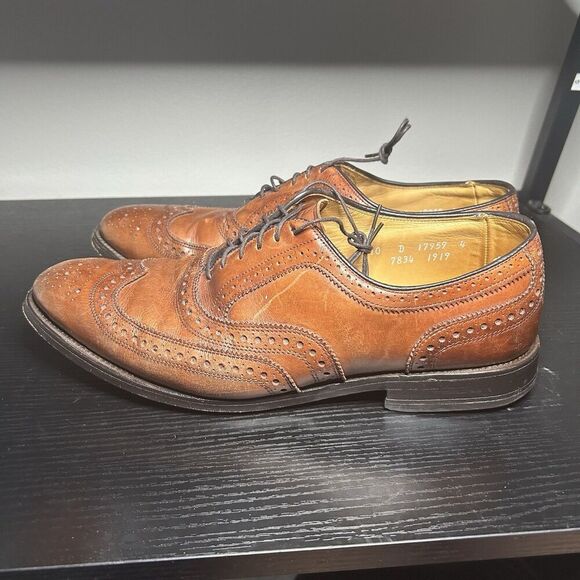 Allen Edmonds Fairhaven 10 D Brown Wingtip Leather Oxfords Shoes Tan Dress - Picture 1 of 13